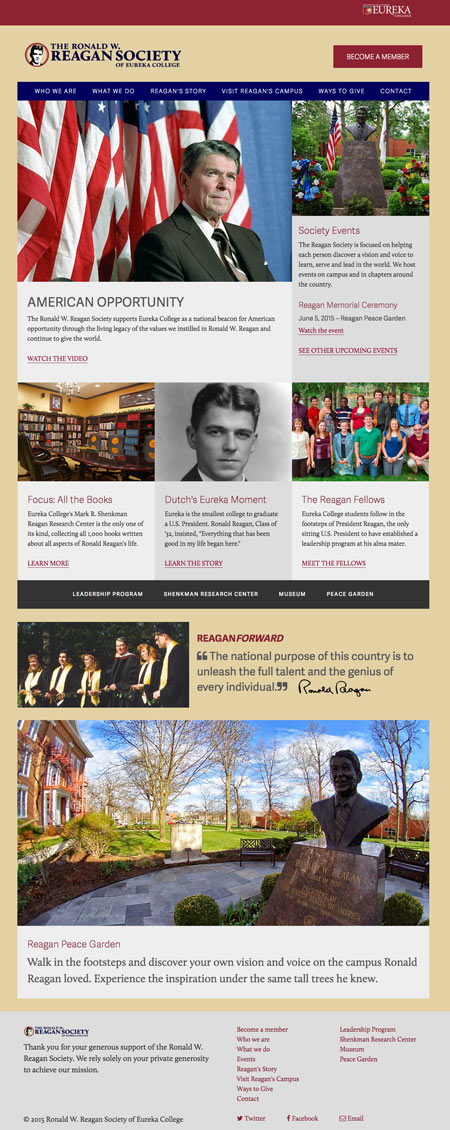 The Ronald W. Reagan Society of Eureka College website redesign